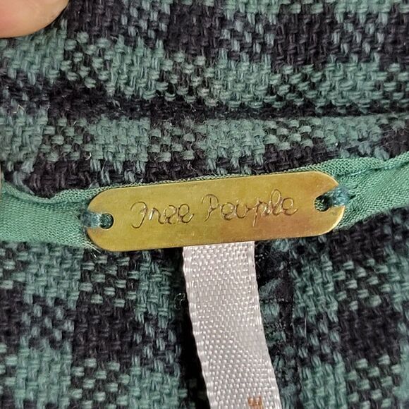 FREE PEOPLE Green Checkered Gingham Skinny Side Zip Pants SIZE 10 - Picture 7 of 10